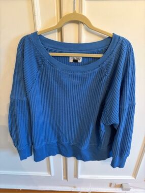 American Eagle Waffle-Knit Women's Sweater - Blue Sky